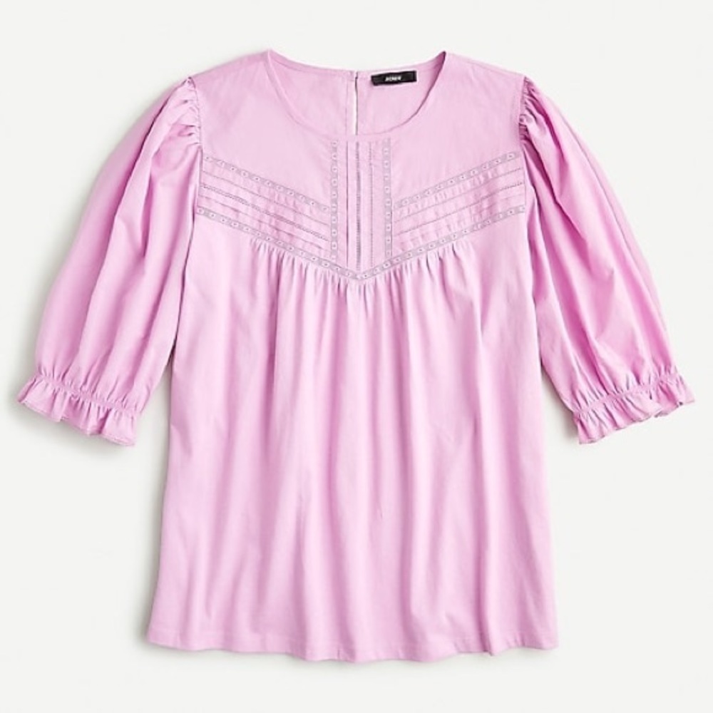 J. Crew puff sleeve lace yoke blouse